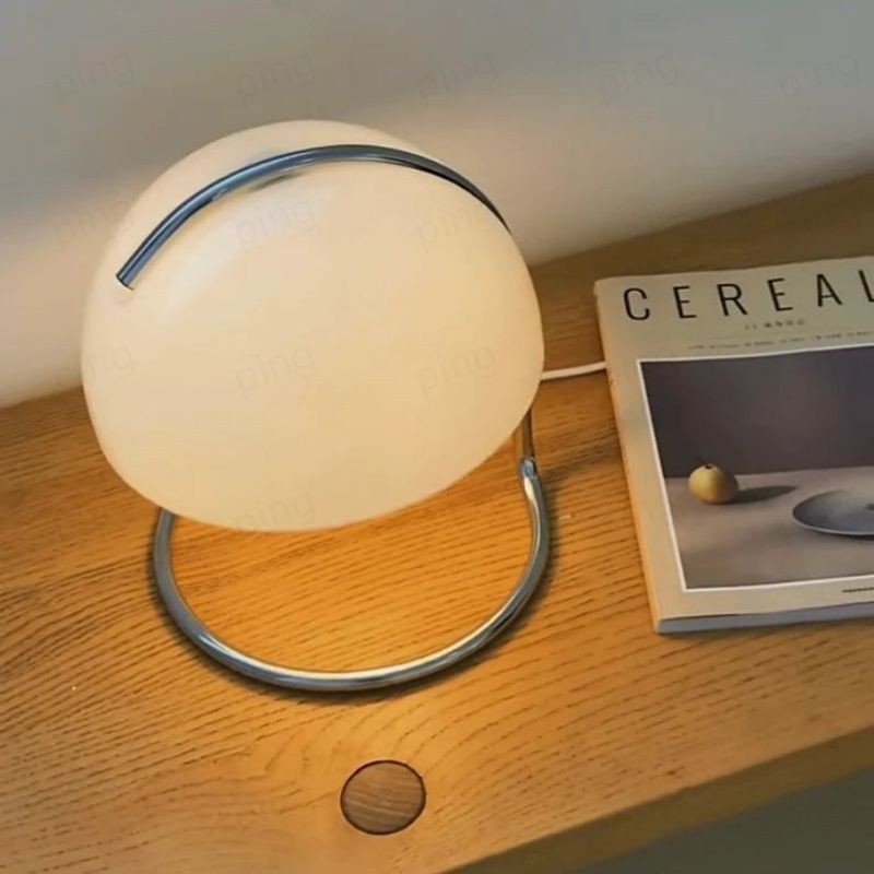 Olivia Bauhaus Bedside Table Lamps With Dome Glass Shades