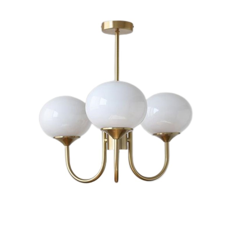 Bianca Colored Glass Shade Chandelier with Globes