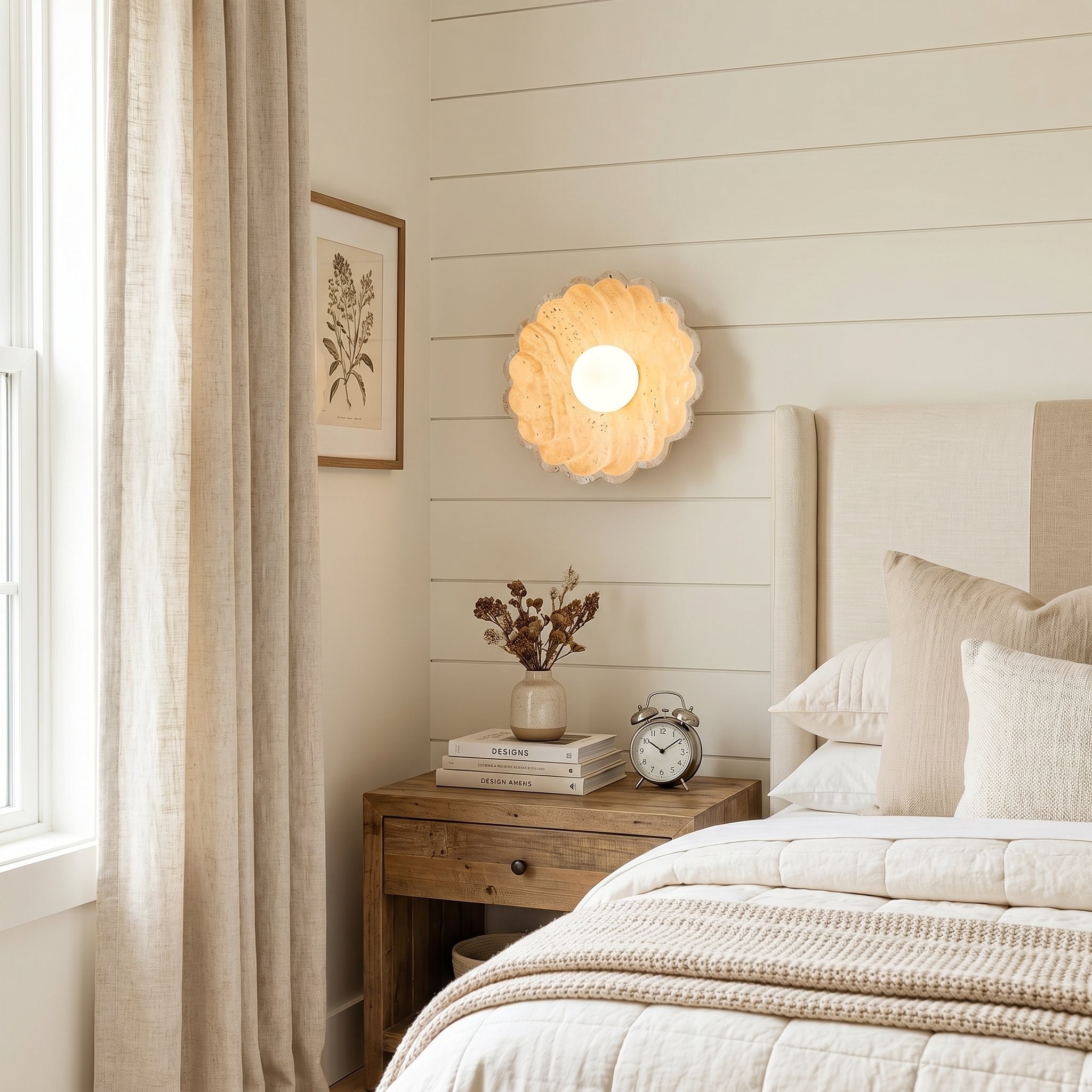 Ailish Modern Travertine Flower-Shaped Wall Lamp