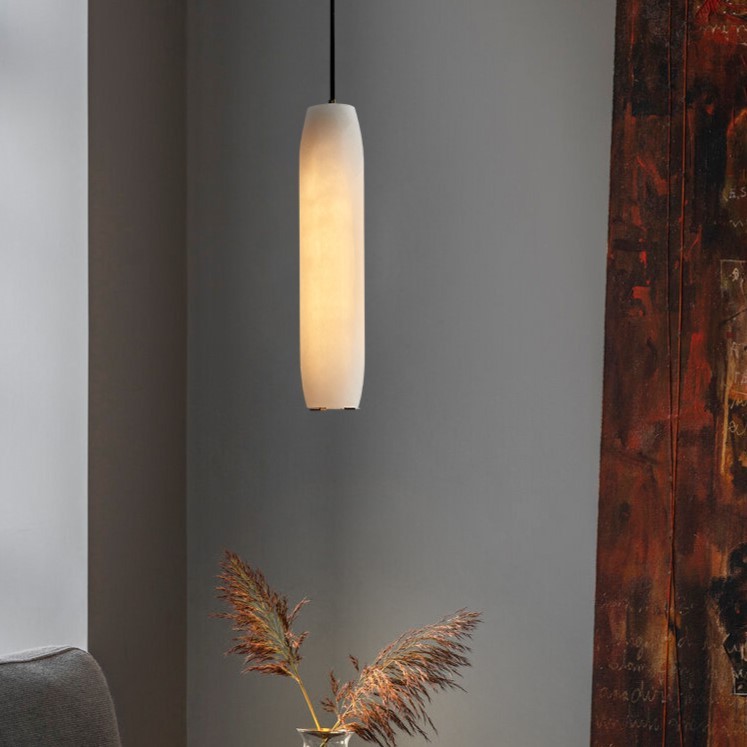 Guido Flute Cylindrical Alabaster Pendant Light