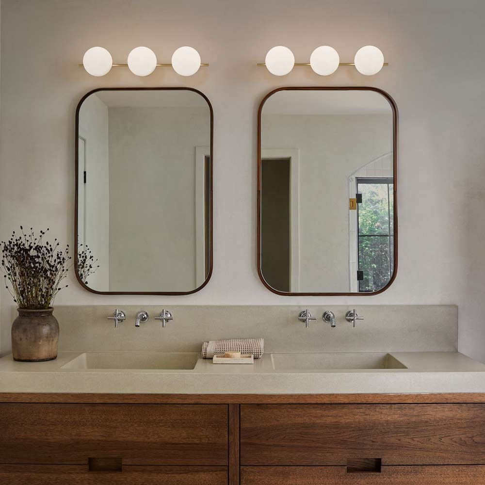 Larian White Glass Globe Bathroom Vanity Light