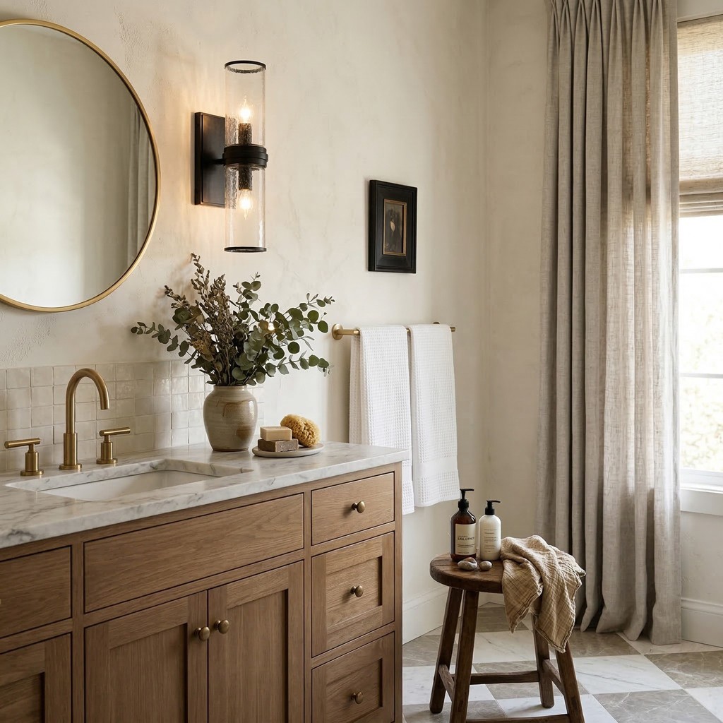 Cora Farmhouse Hammered Glass Double Tube Sconce