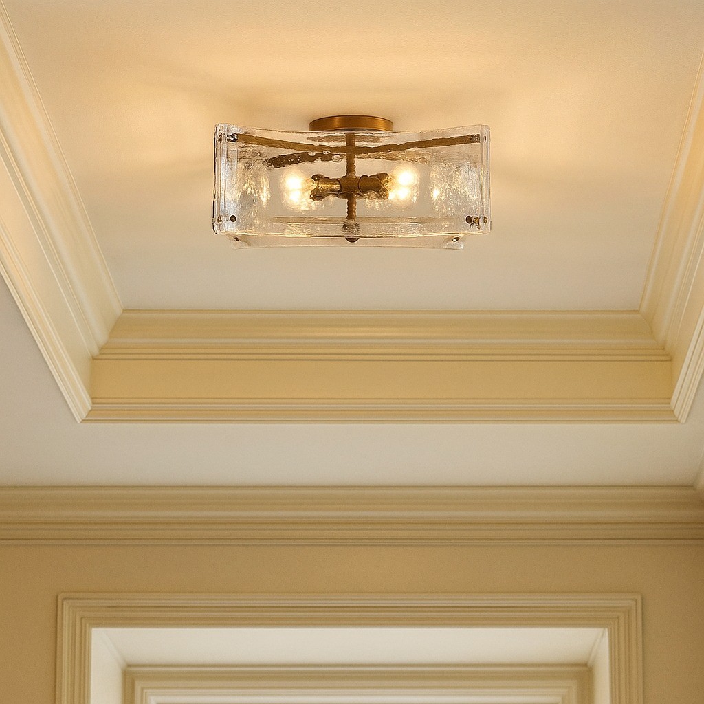 Luke Luxury 4-Light Textured Cast Glass Flush Mount Ceiling Light