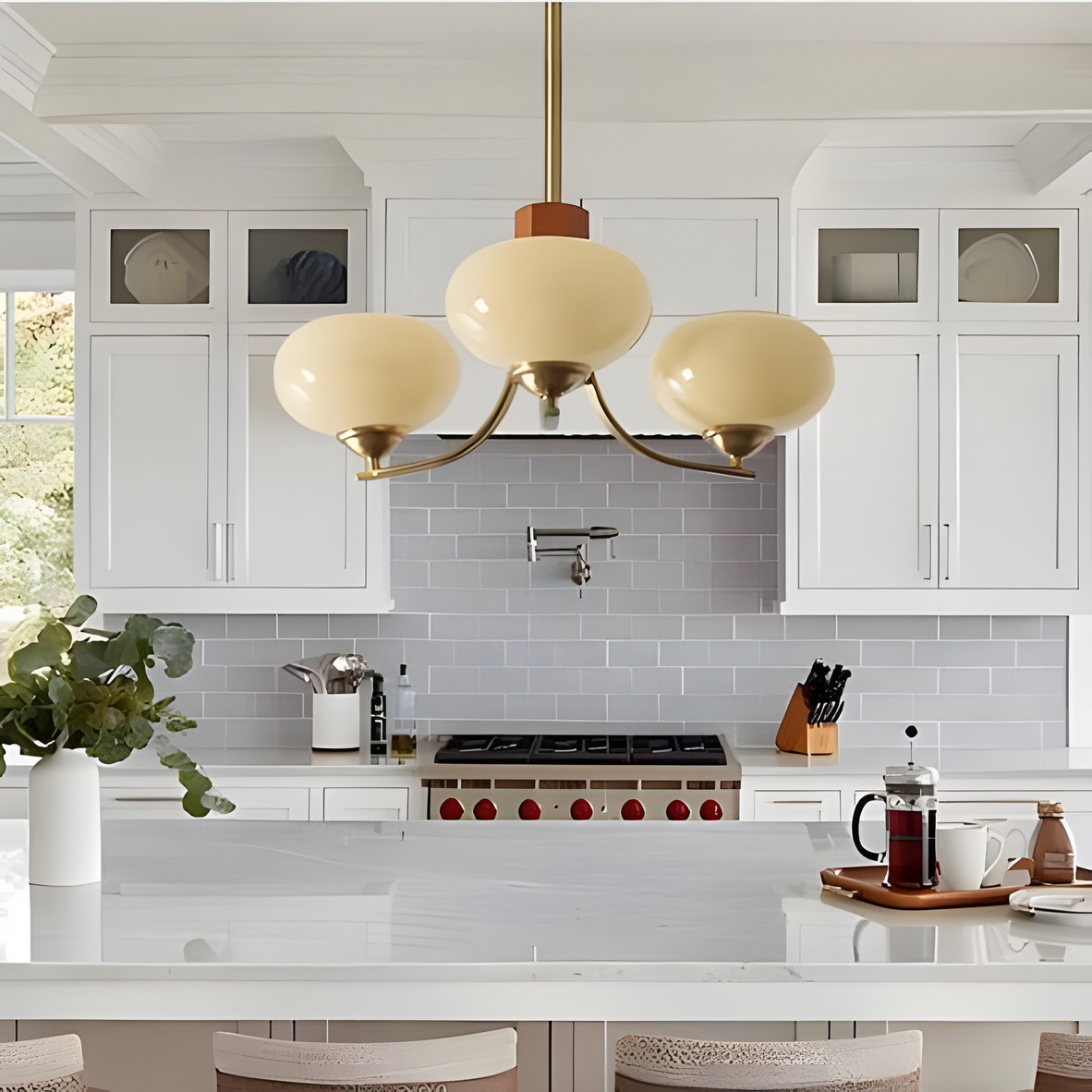Juino Wood Farmhouse Milk Ball Sputnik Chandelier