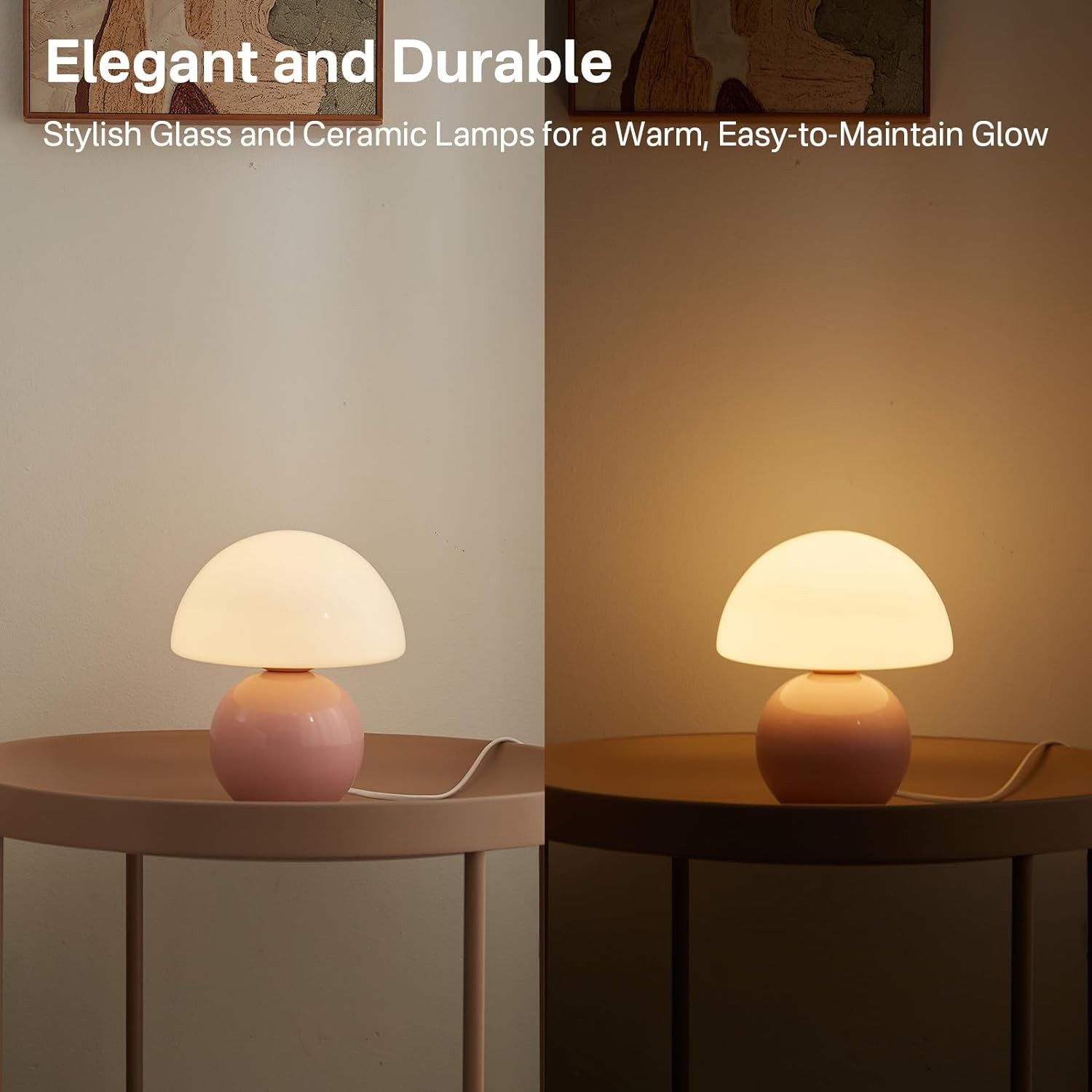 Evinth Mini Colorful Ceramic Base Mushroom Table Lamp