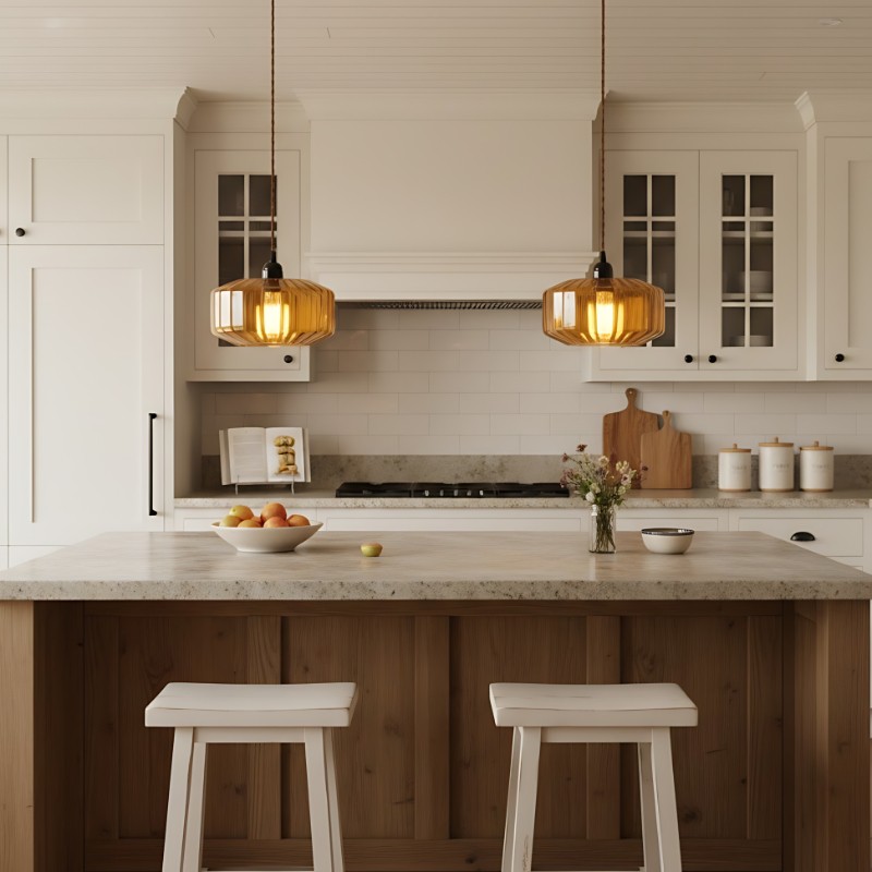Ivan Vintage Handmade Striped Glass Pendant Light