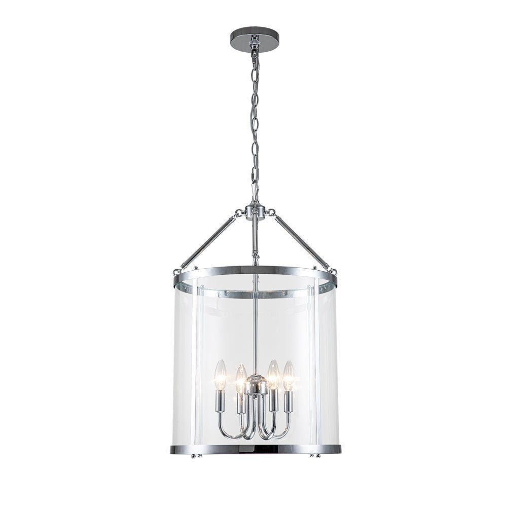 Merrick Metal Lantern Round Glass Chandelier