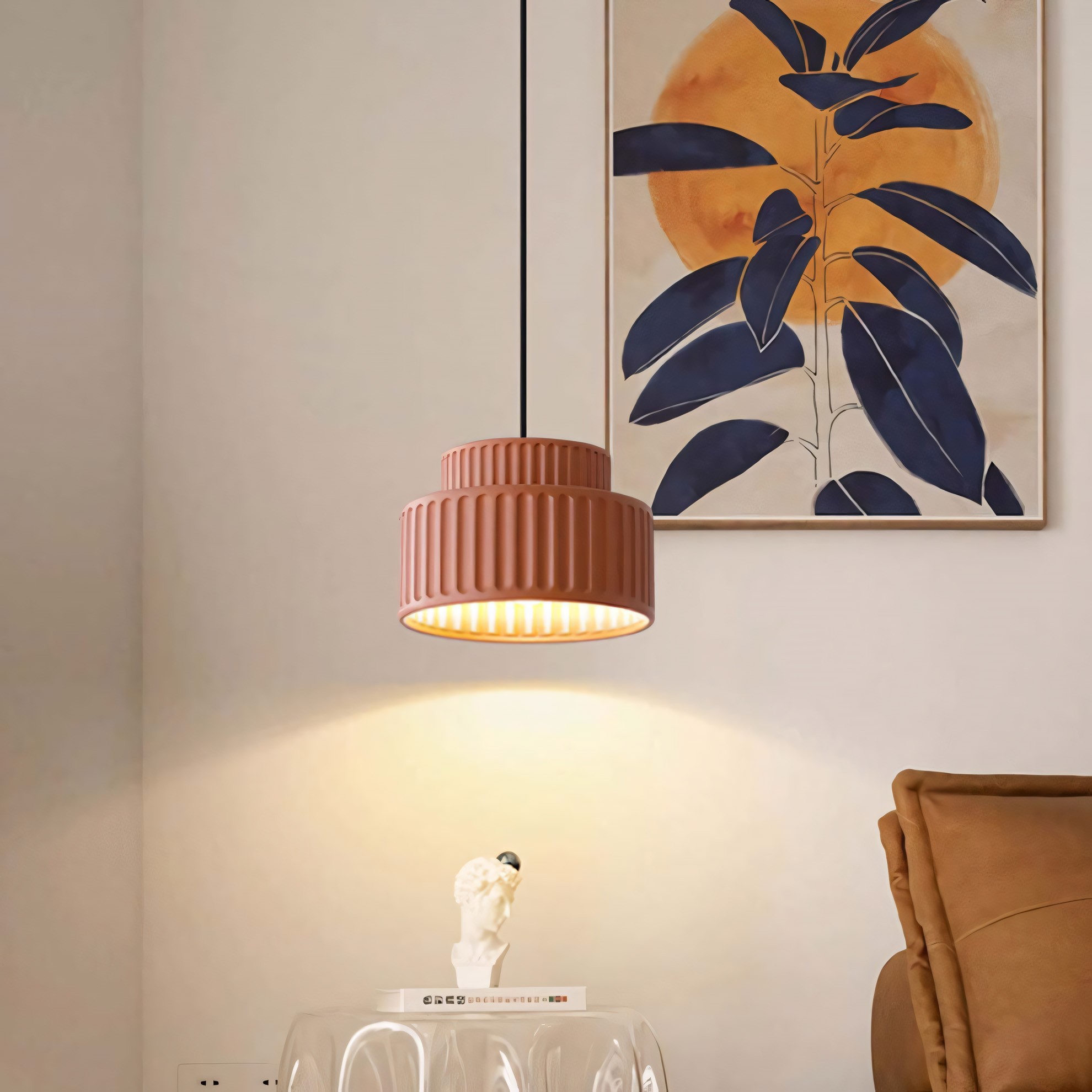 Draxithor Wabi Sabi Fluted Resin Cream Pendant Light