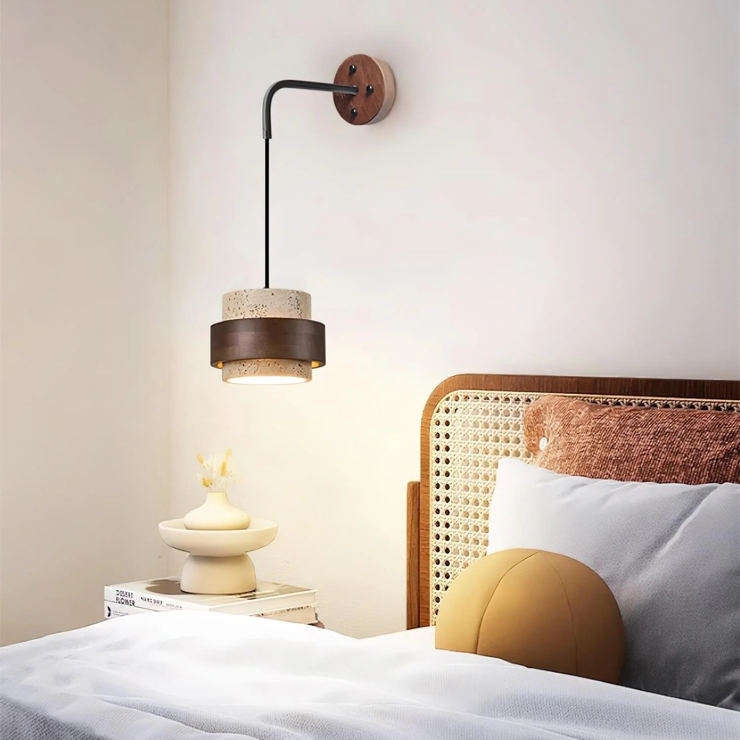 Timothy Wabi Sabi Natural Cylindrical Travertine Wall light