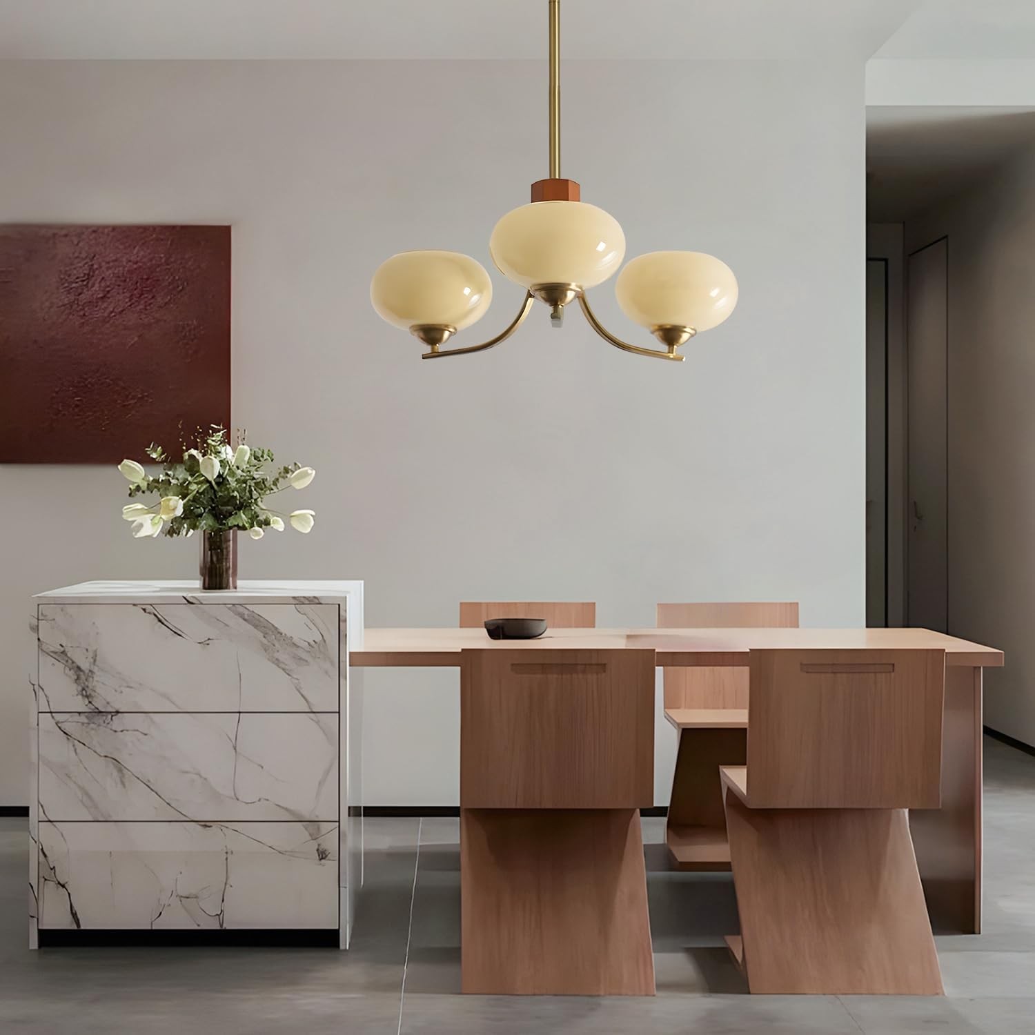 Juino Wood Farmhouse Milk Ball Sputnik Chandelier