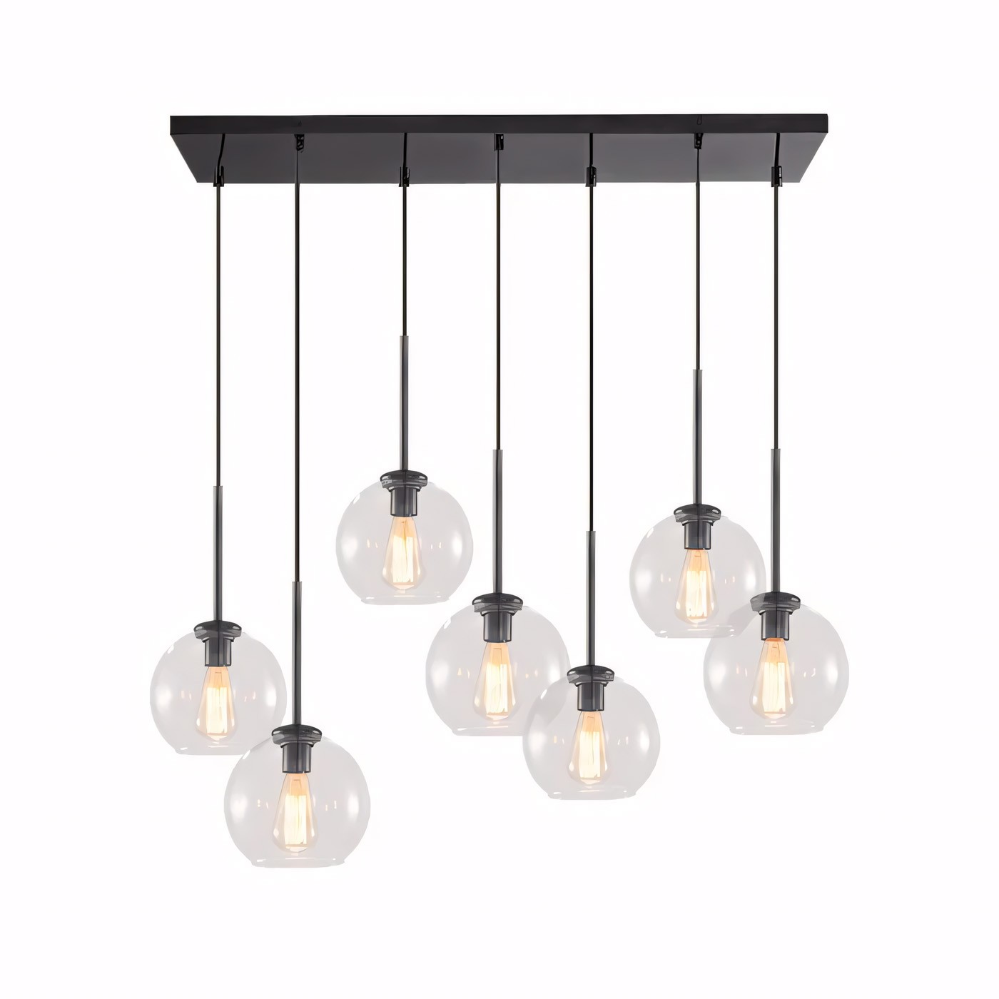 Kymar Mid Century 7-Lights Linear Cluster Globe Pendant Light