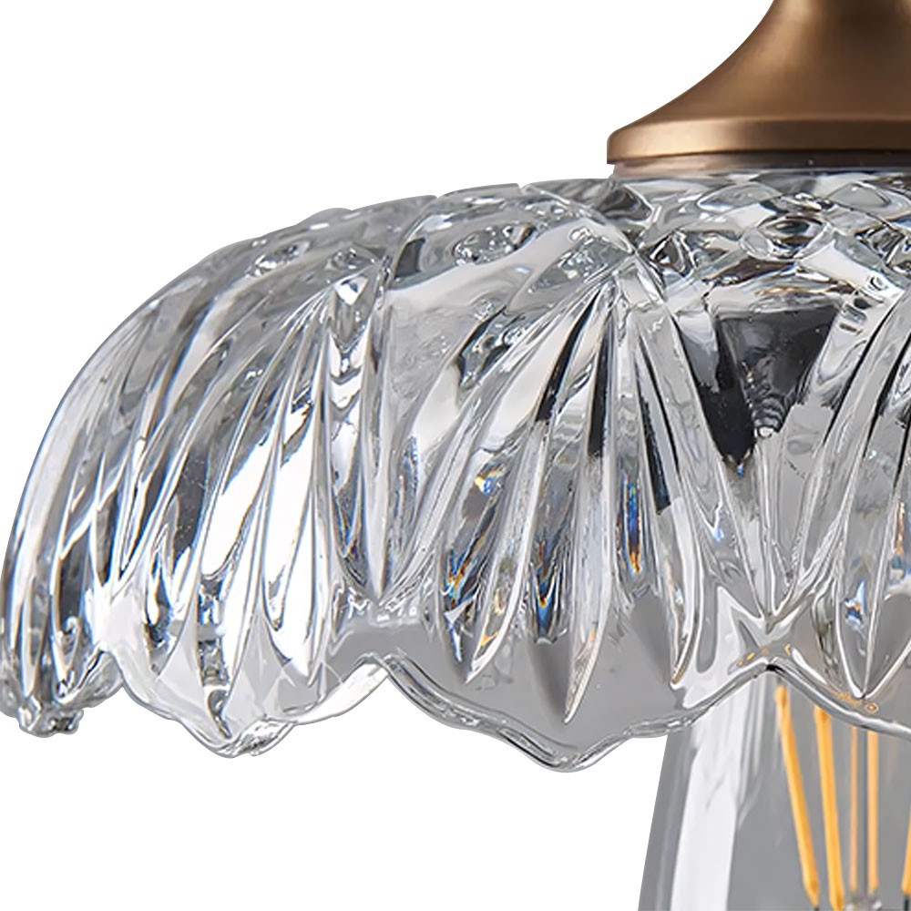 Jaime Antique Brass and Glass Flower Pendant Light