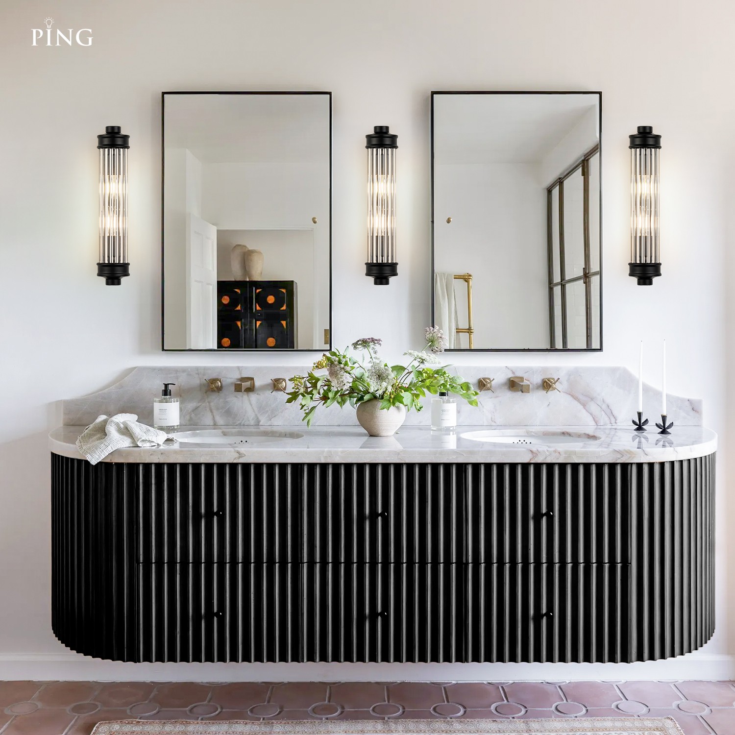 Raelin Retro Cylindrical Ribbed Glass Sconce