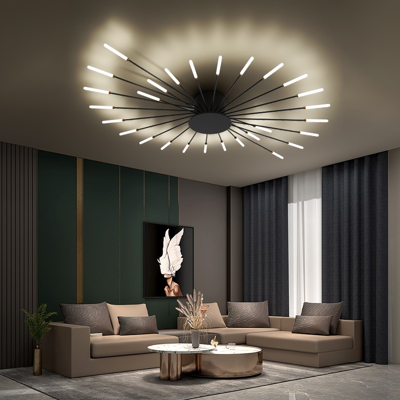 Pranika Modern Sputnik LED Fireworks Semi Flush Mount Ceiling Light