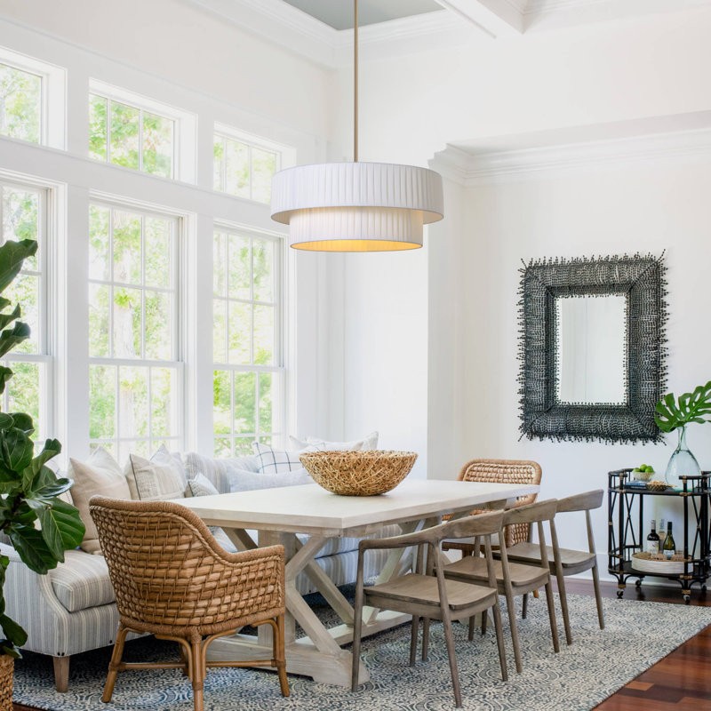 Elaraine Pleated Fabric Circular Drum Shade Chandelier