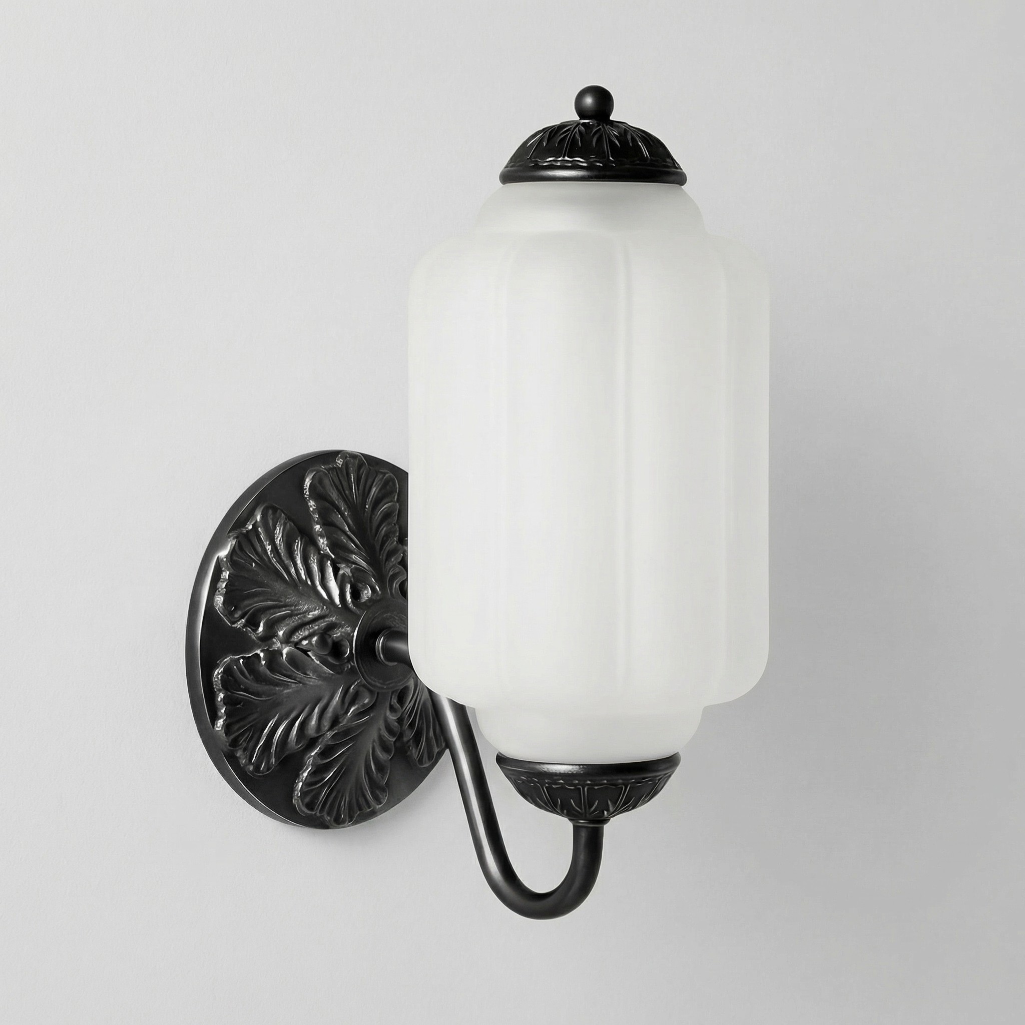 Cyrilith Vintage Milk Glass Oiled Brass Eloise Sconce