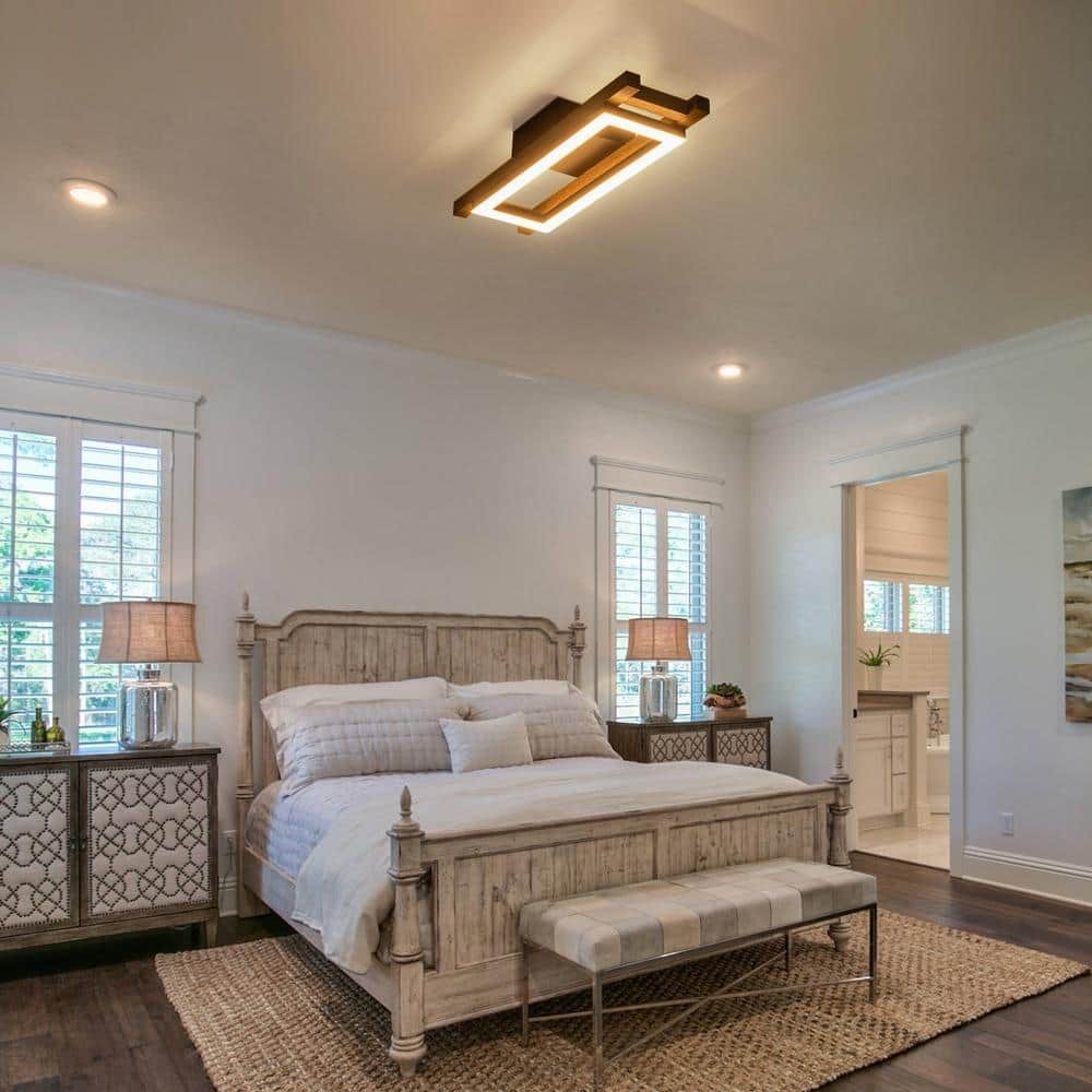 Radiance Farmhouse Led Wood Rectangular Ceiling Light