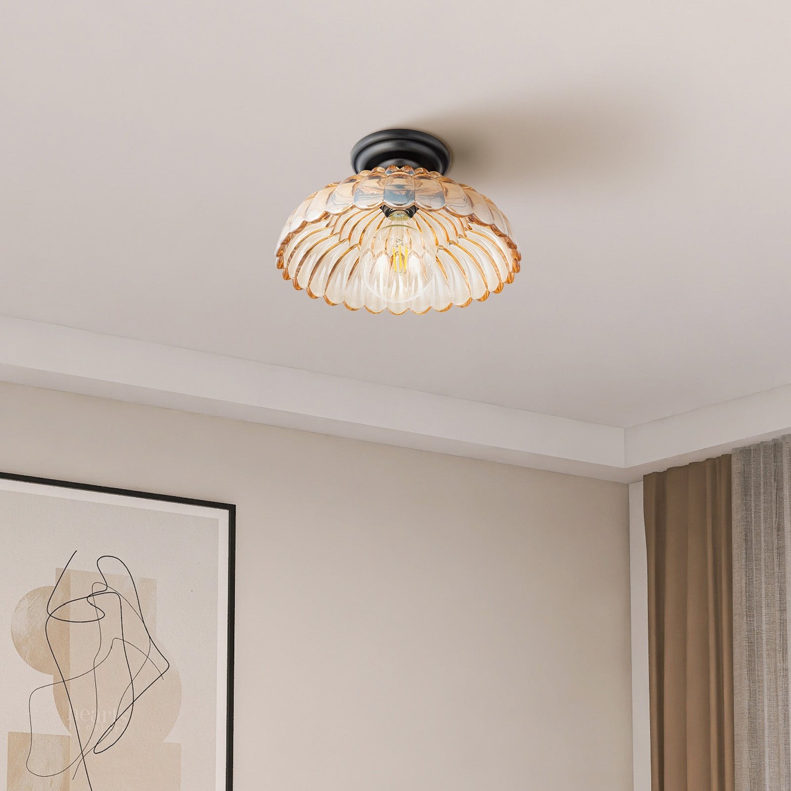 Fyxar Clear Glass Scalloped Flush Mount Light