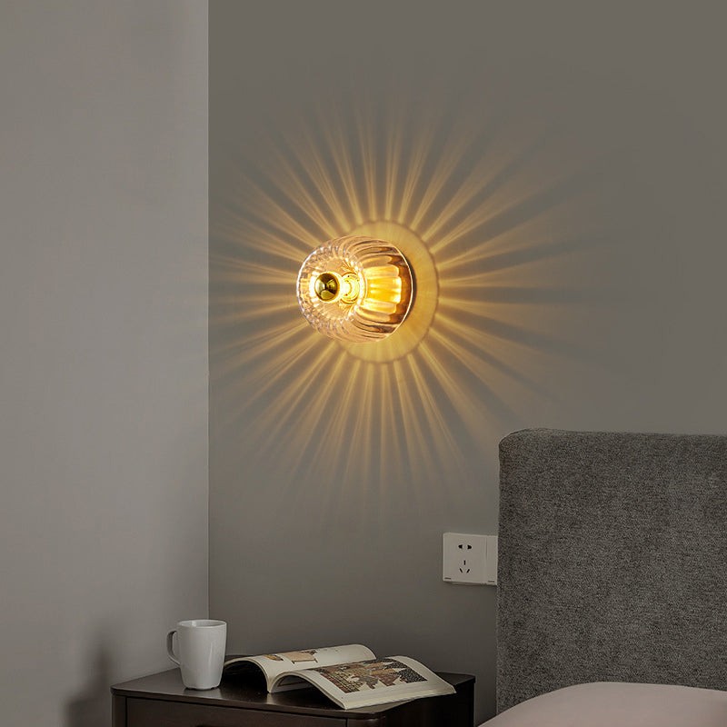 Rynik Mini Glass Sun Shape Full Copper Dual Purpose Flush Mount Light