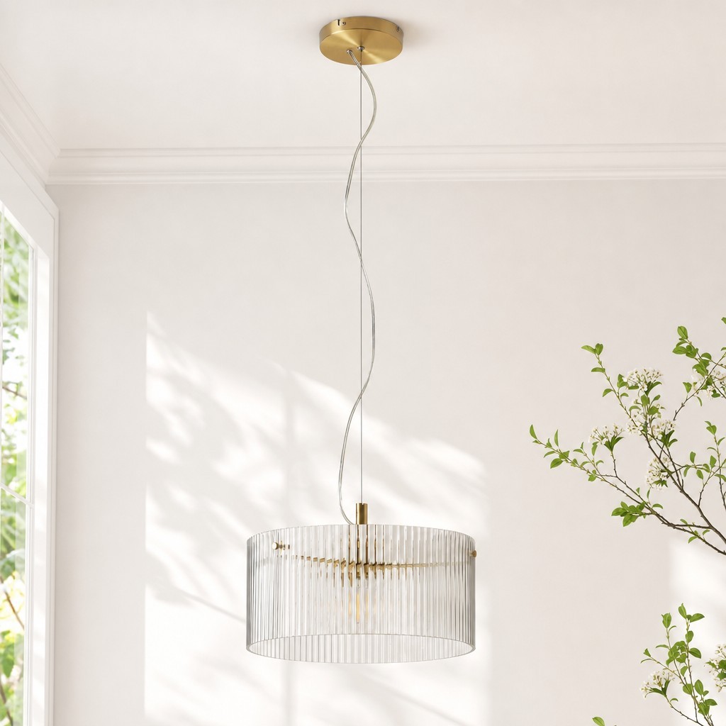 Erisen Farmhouse Ribbed Glass Pendant Light