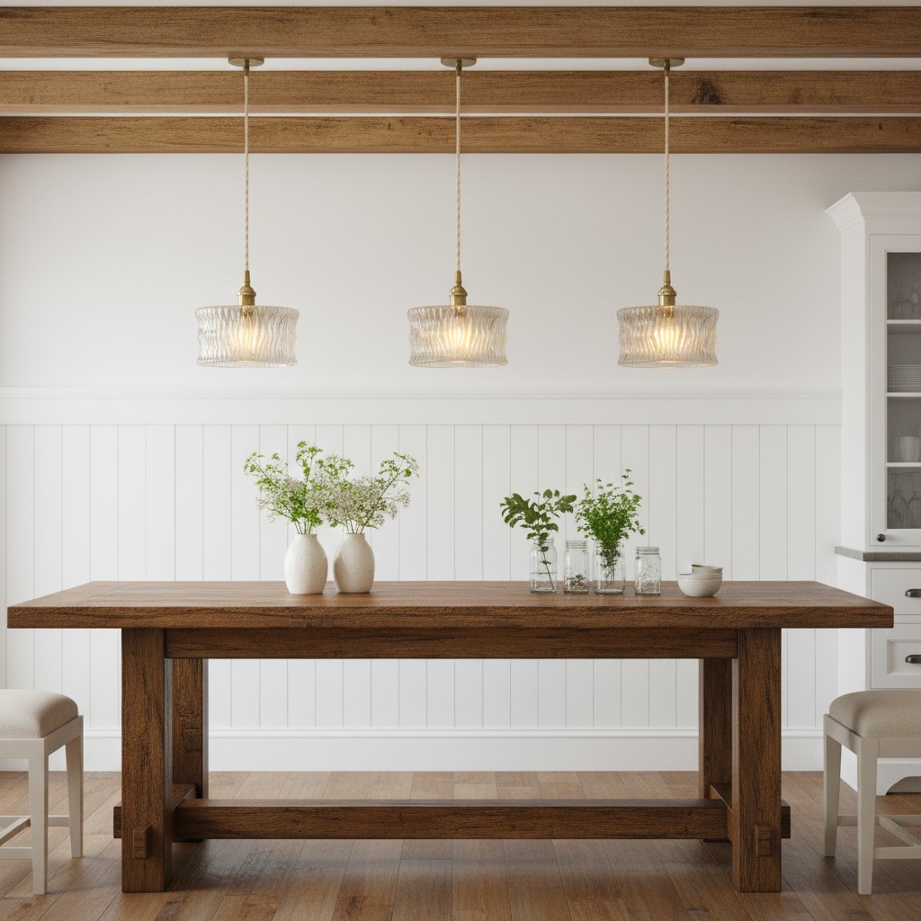 Roslyn Retro Stained Ribbed Glass Pendant Light