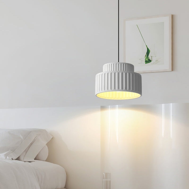 Draxithor Wabi Sabi Fluted Resin Cream Pendant Light
