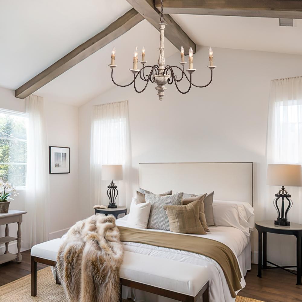Scout Farmhouse Wood Anchor Candle Chandelier