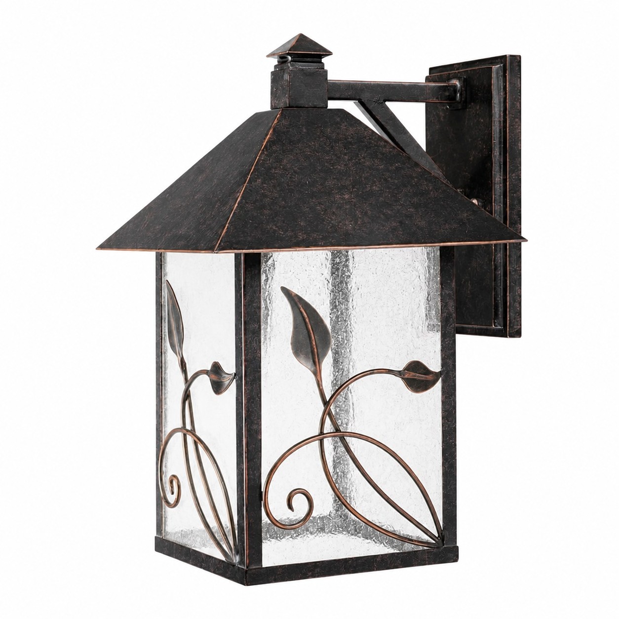 Bliss French Rustic Iron Lantern Seedy Glass Sconce