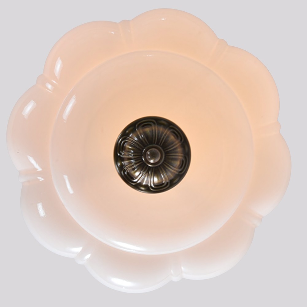 Vortan Antique Brass Green Glass Semi-Flush Mount Eloise Pendant Lamp