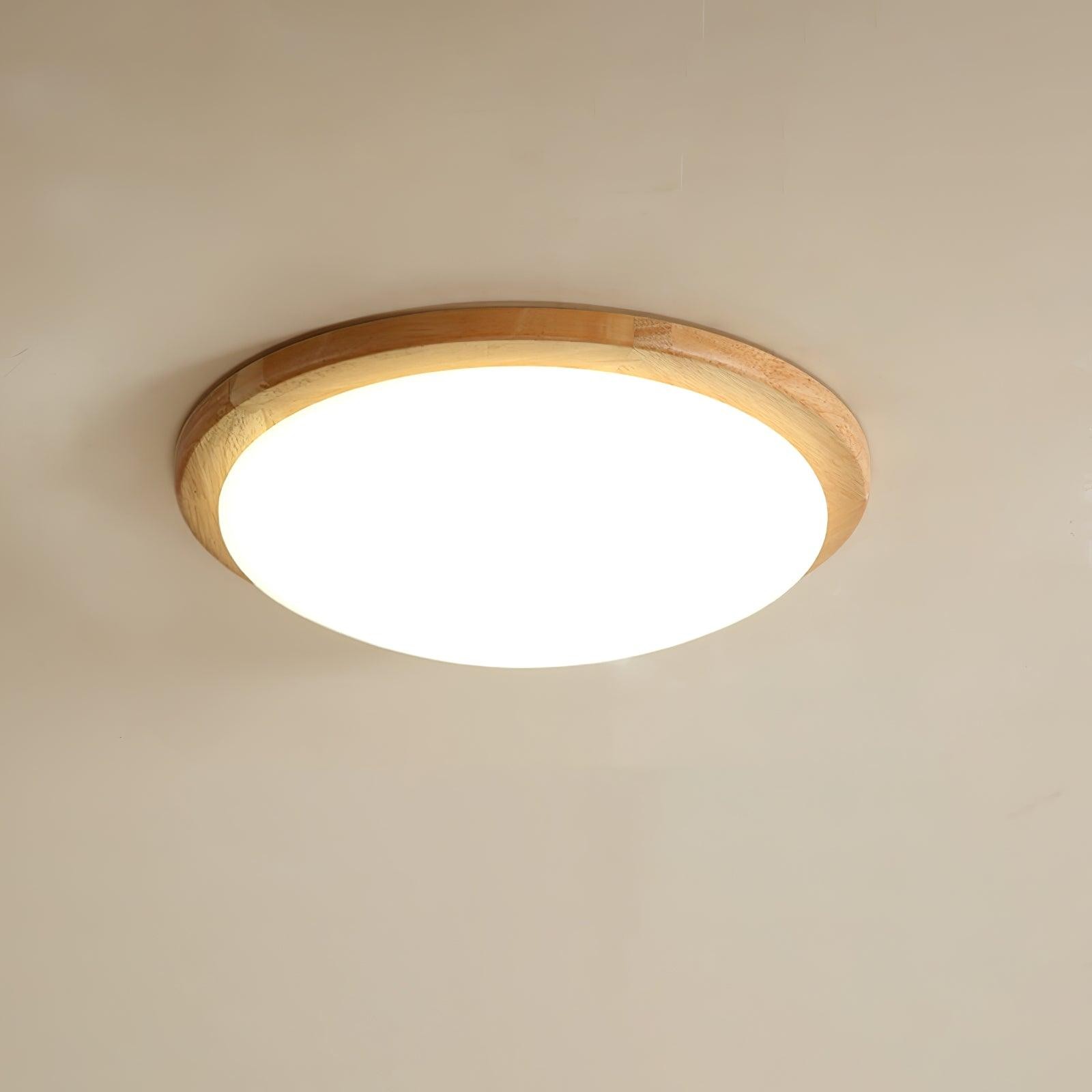 Obta Light Wood Round Ceiling Lamp