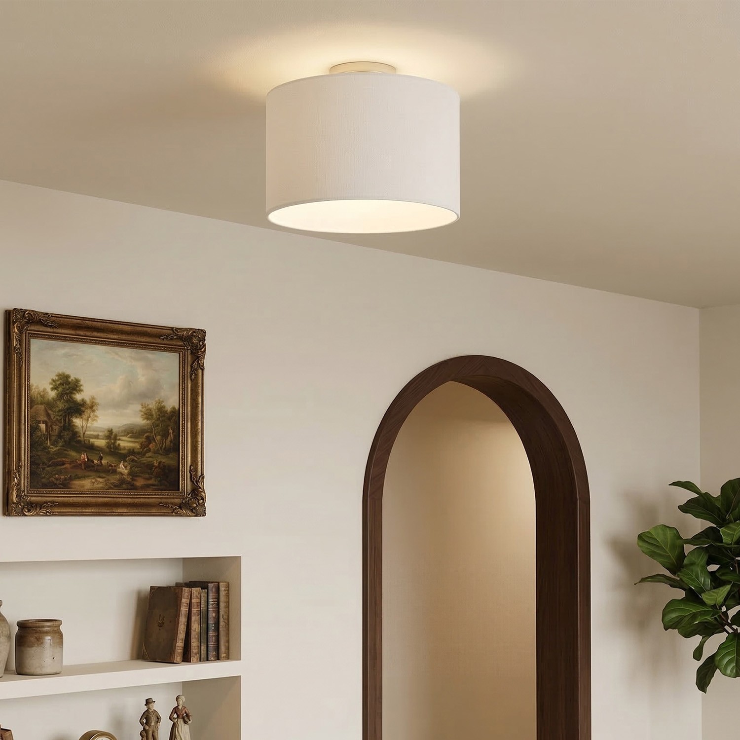 Kaethe Fabric Drum Shade Semi Flush Mount Light