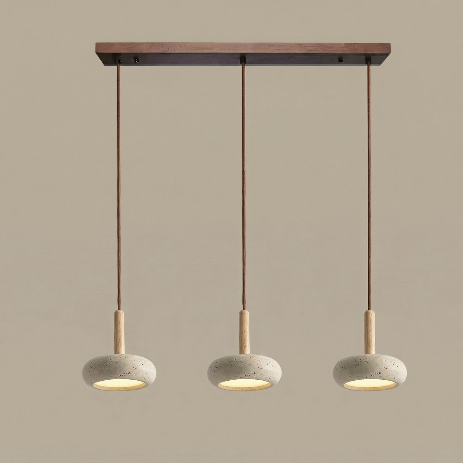 Carver Retro LED Travertine 3 Light Pendant Light