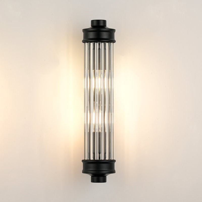 Raelin Retro Cylindrical Ribbed Glass Sconce