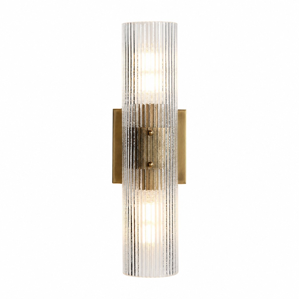 Joanna Modern 2/3 Light Ribbed Fluted Glass Wall Light