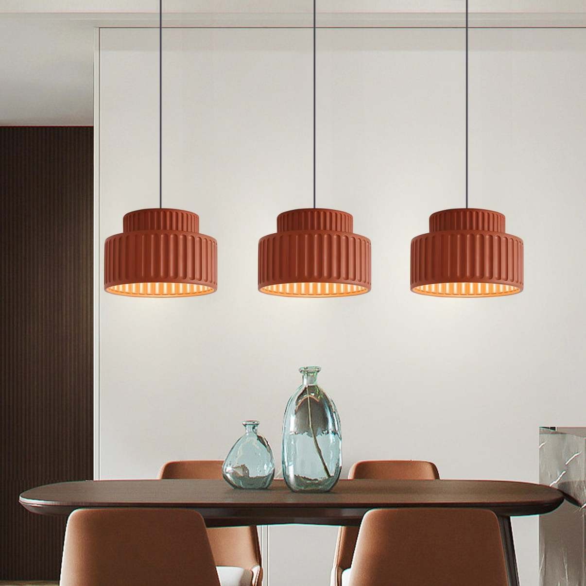Draxithor Wabi Sabi Fluted Resin Cream Pendant Light