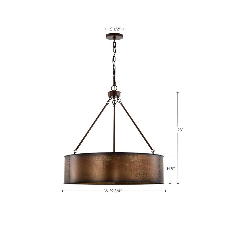 Ezra Vintage Bronze Industrial Pendant Light with Drum Shade