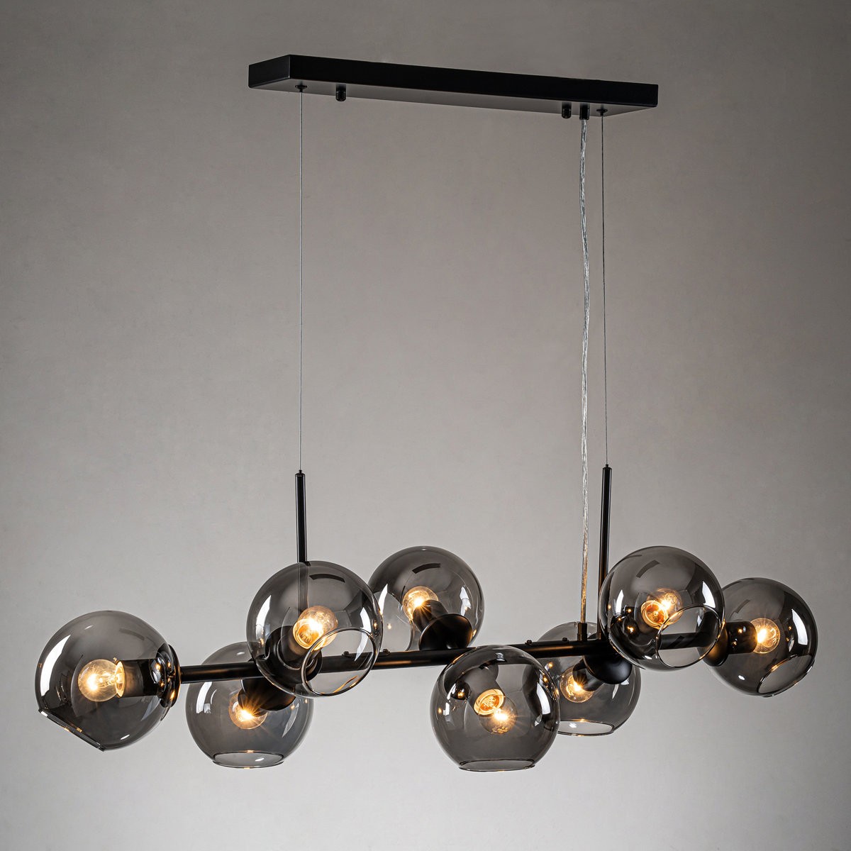 Malley Modern 8-Light Black Globe Glass Chandelier