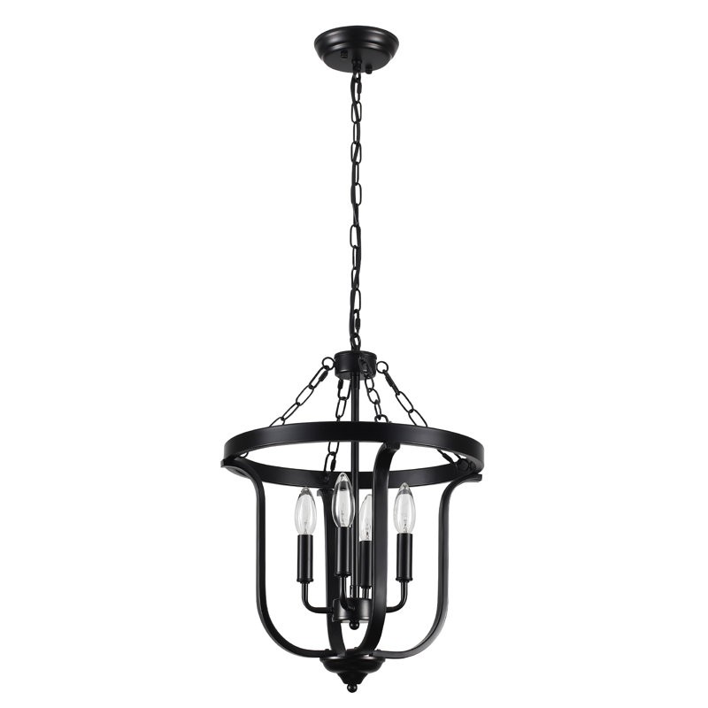 Richardson Industrial Black Wrought Iron Cage Pendant Light