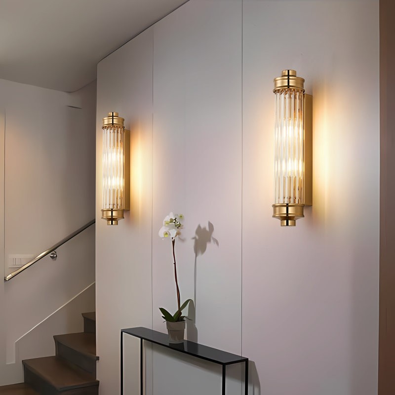Raelin Retro Cylindrical Ribbed Glass Sconce