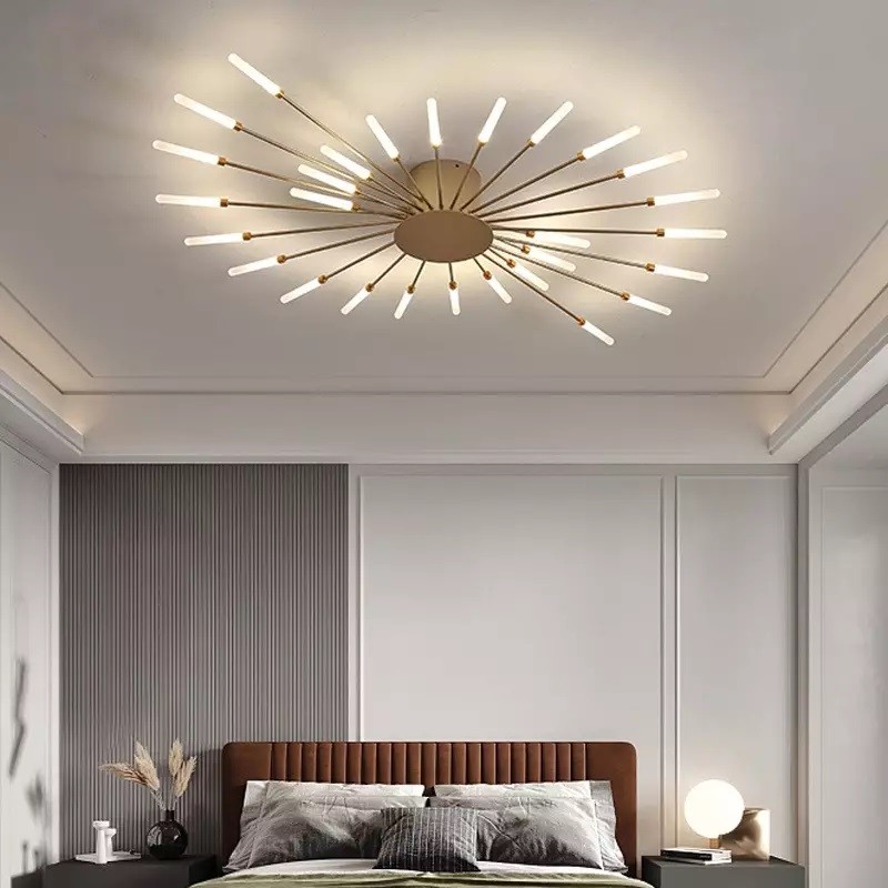 Pranika Modern Sputnik LED Fireworks Semi Flush Mount Ceiling Light