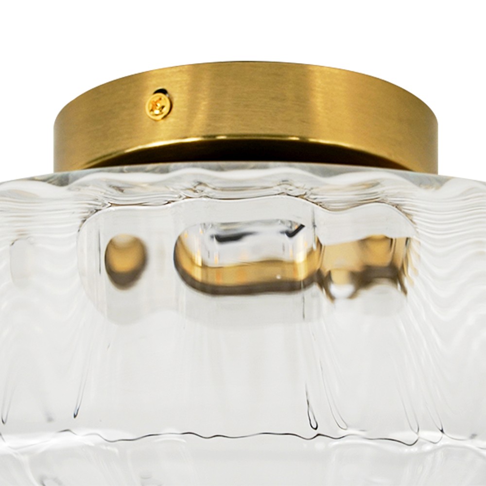 Levi Farmhouse Ribbed Glass Brass Ceiling Light