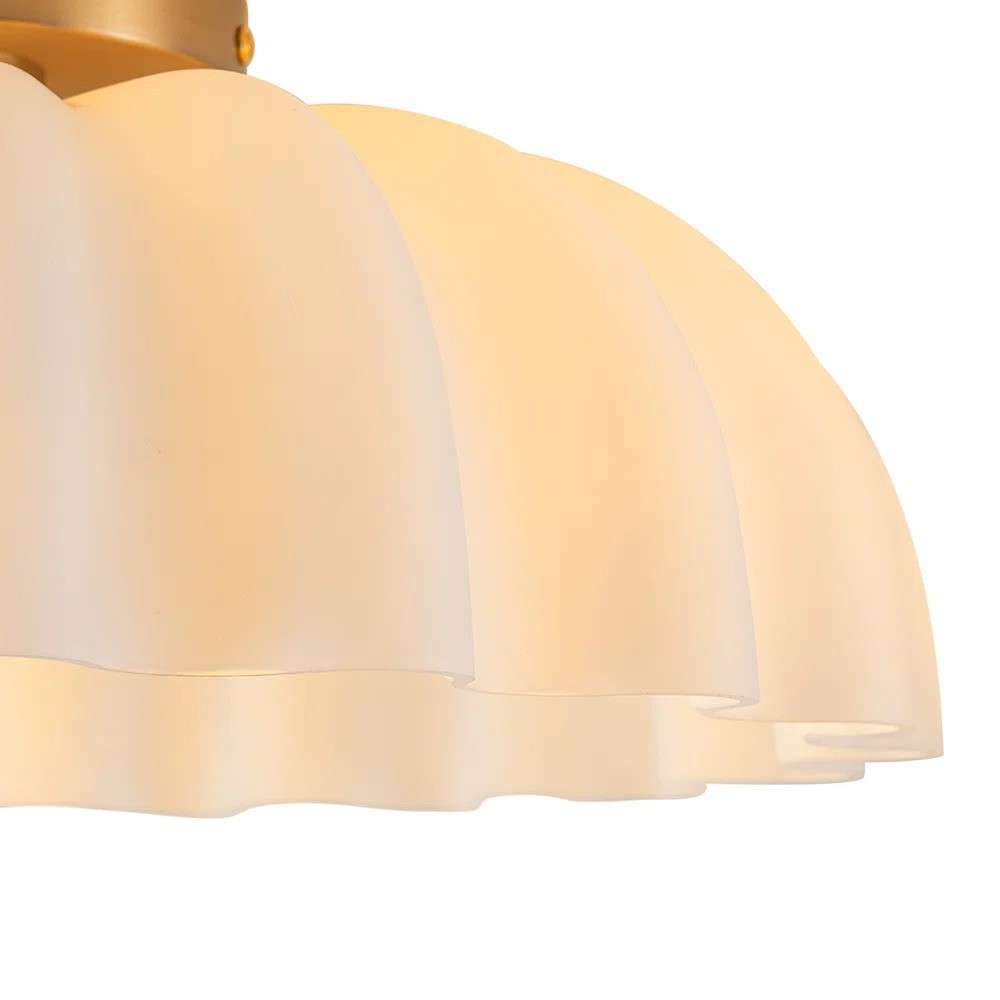 Solira Modern Pleated Milk Glass Ceiling Light