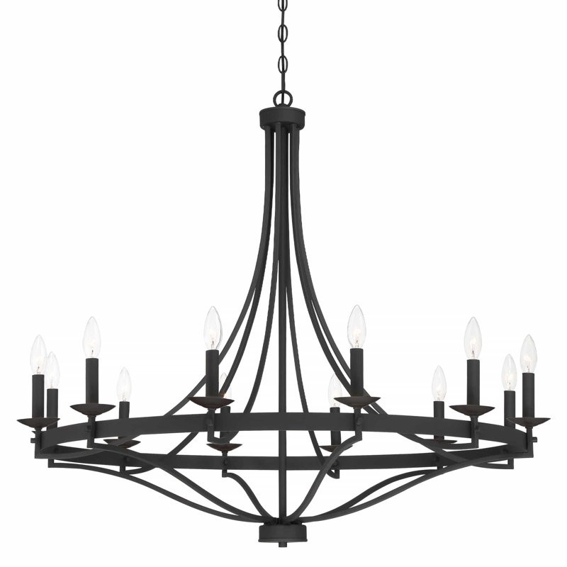 Adele Farmhouse Black Metal Wagon Wheel Chandelier