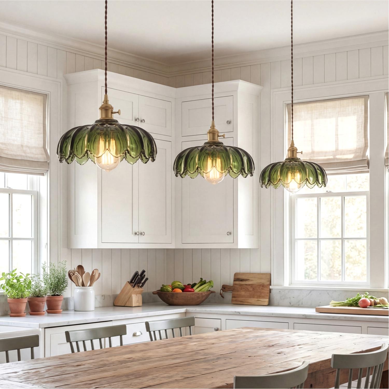 Jacinta Green Scalloped Pendant Light