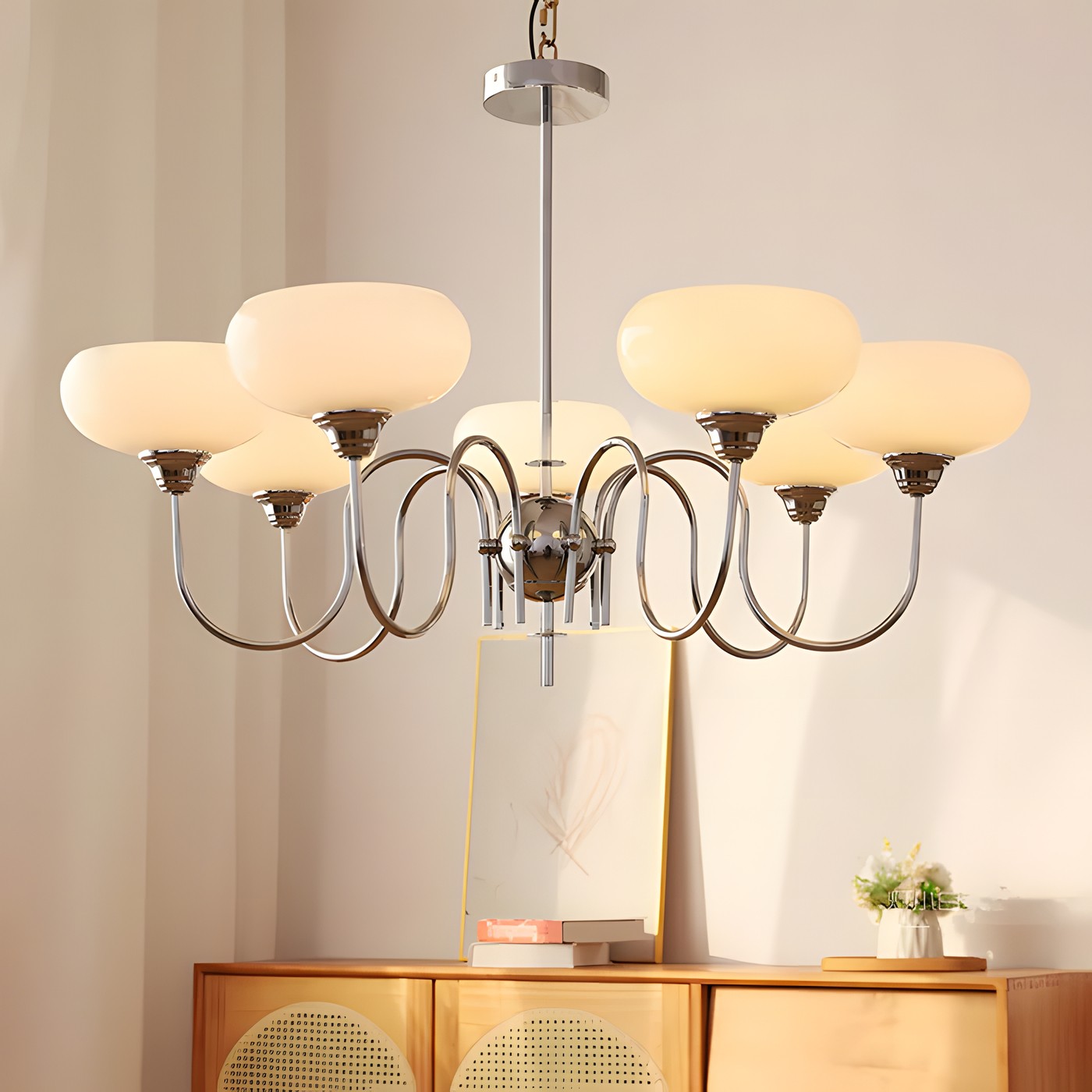 Luna Cream White Bubble Glass Chandelier