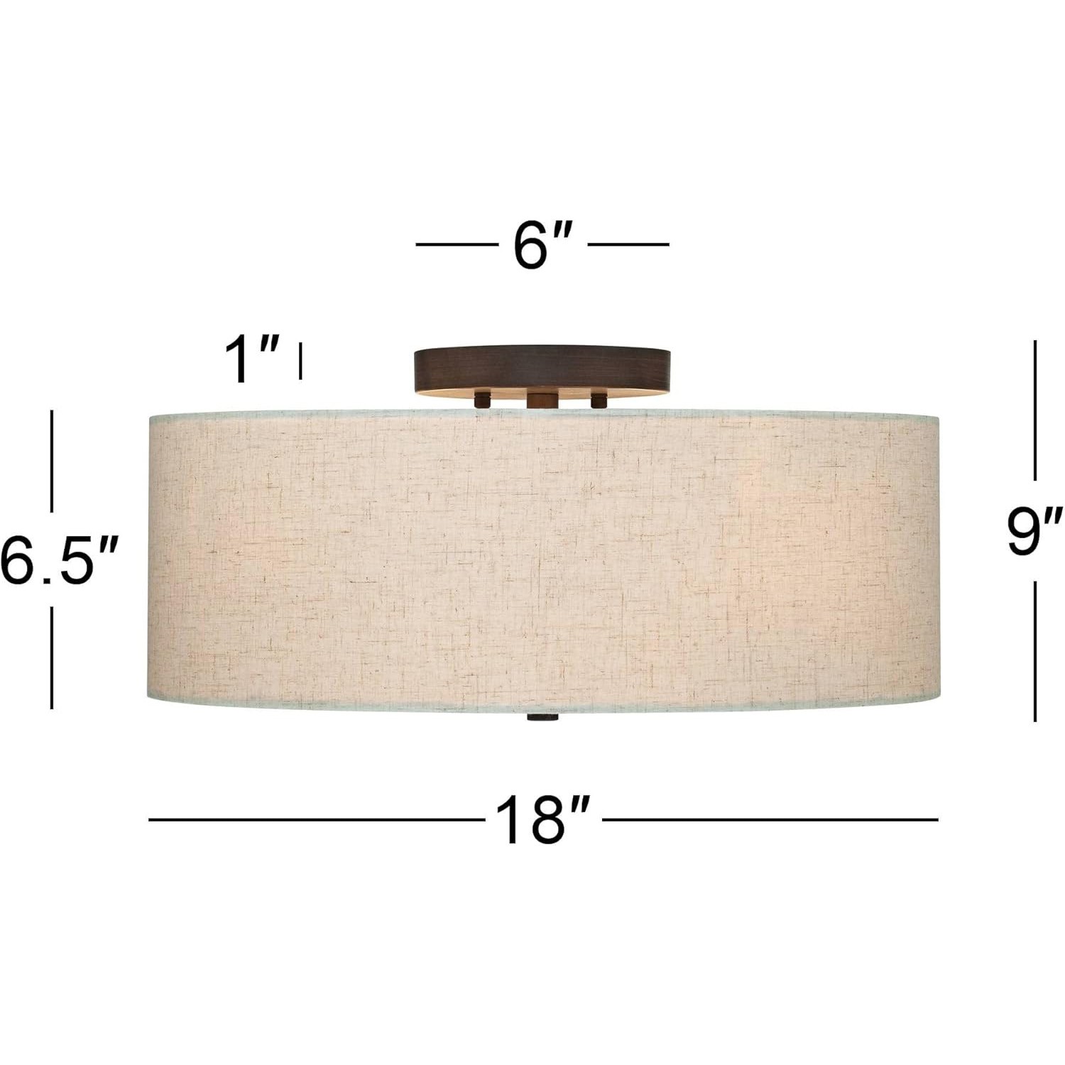 Jynor Bronze Oatmeal Fabric Drum Semi Flush Mount Light