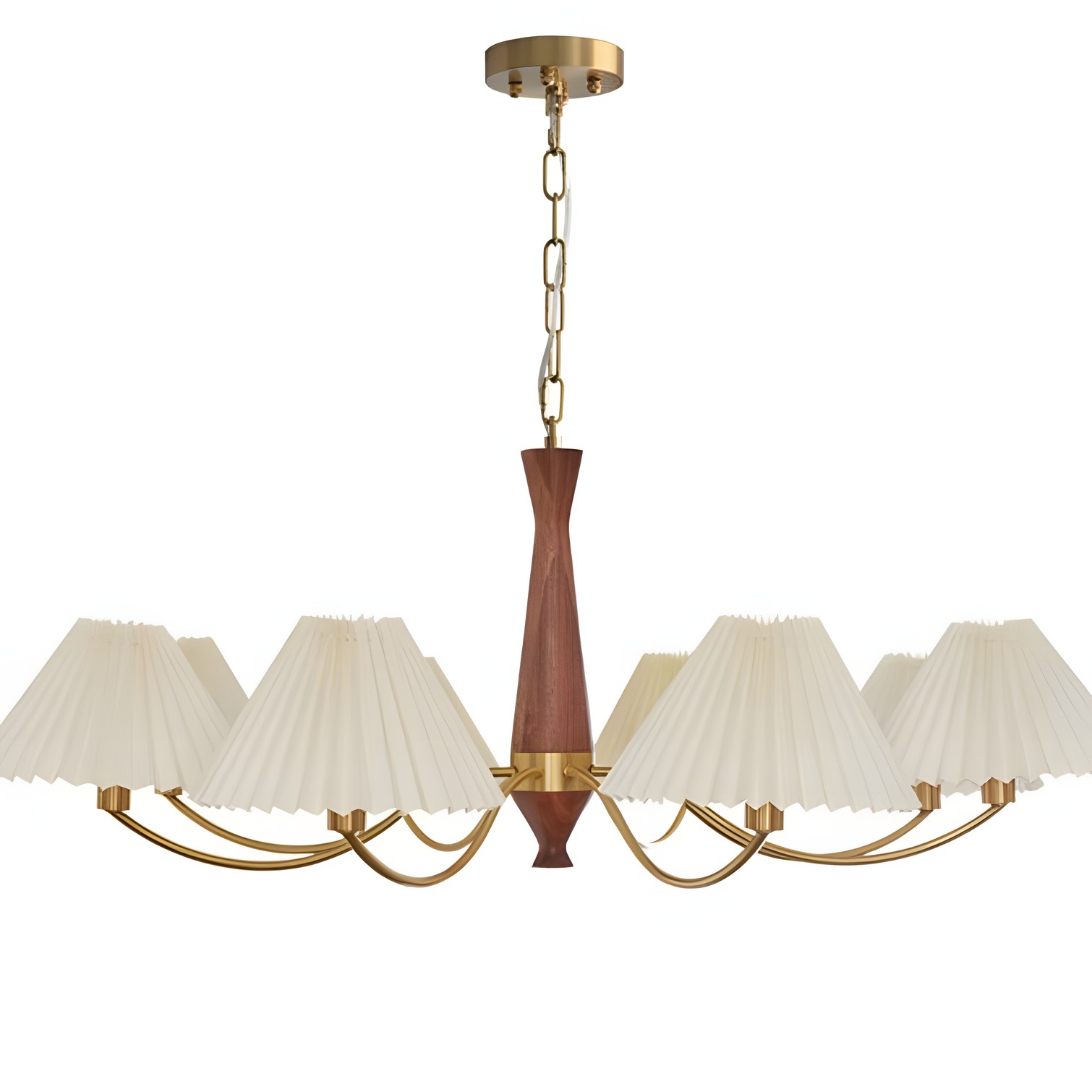Axel Rustic Pleated Shade Wood Chandelier