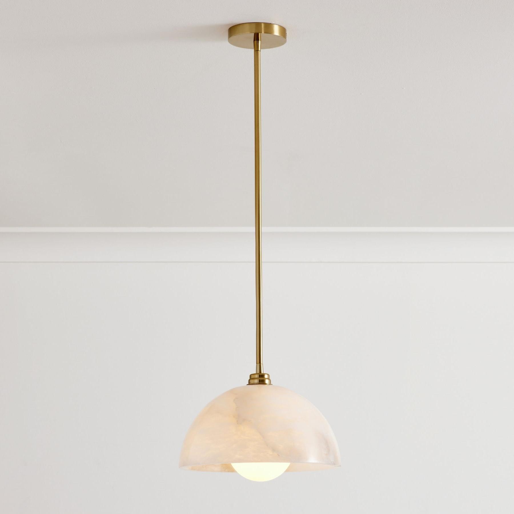 Bertie Farmhouse Alabaster Dome Pendant Light