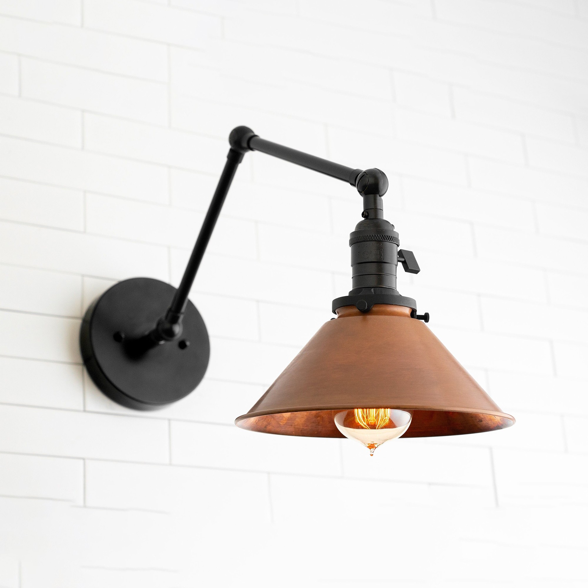 Hugo Industrial Metal Swing Arm Conical Wall Lilght
