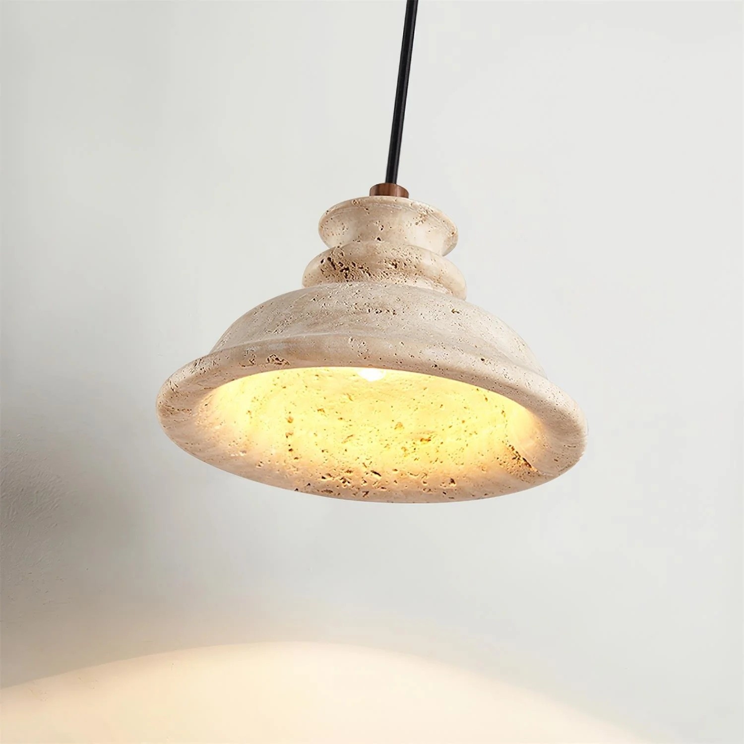 Jones Wabi Sabi Natural Sculpted Travertine Pendant Lamp
